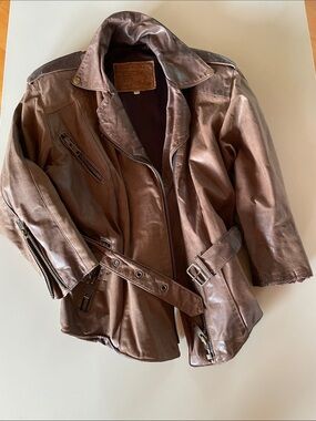 S-M   ⭐️ BARGAIN⭐️ Vintage Brown Leather Motorcycle Jacket -MAKE AN OFFER!